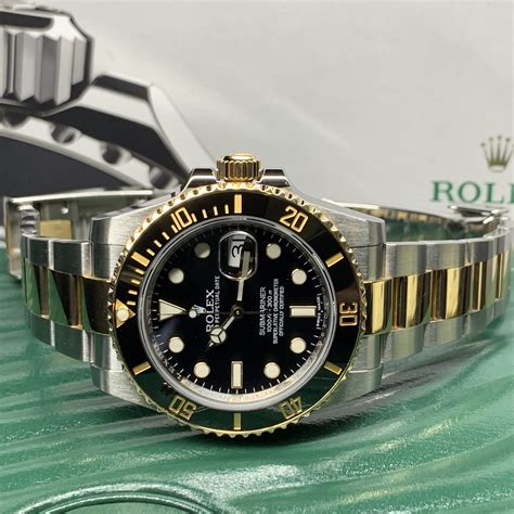 rolex 18 carat yellow and stainless submariner|rolex submariner date yellow gold.